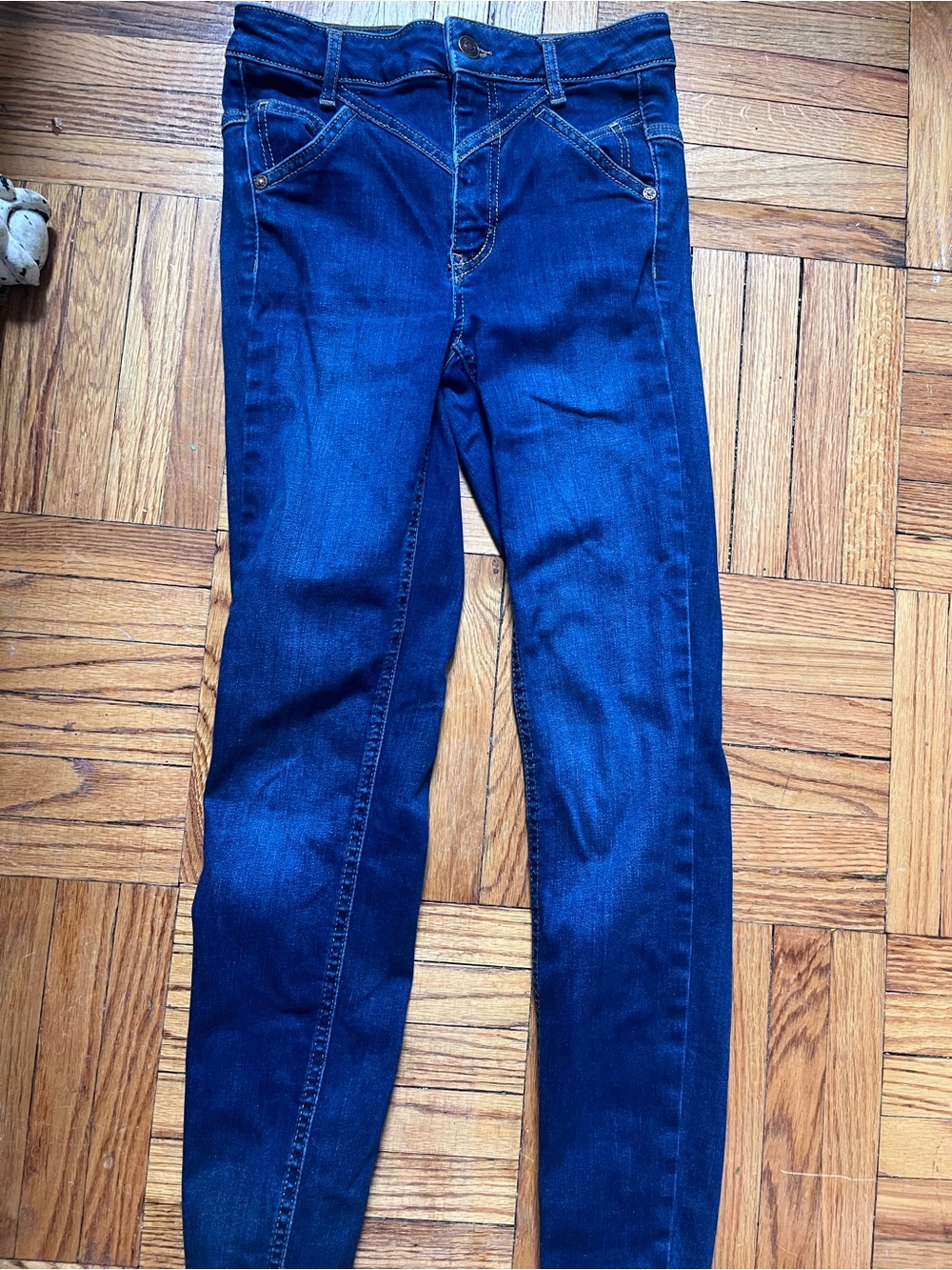 Free People Dark Blue Back-seam Skinny Jeans